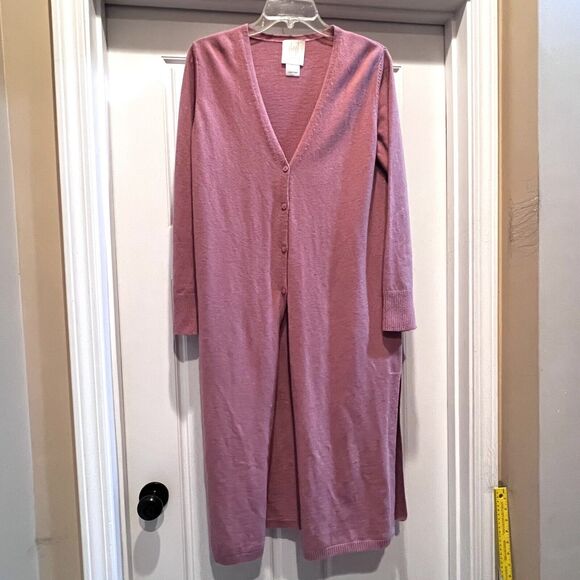 NEW Marella long Cashmere Blend Cardigan Womens Size Medium Rose Mauve Duster - Picture 9 of 9